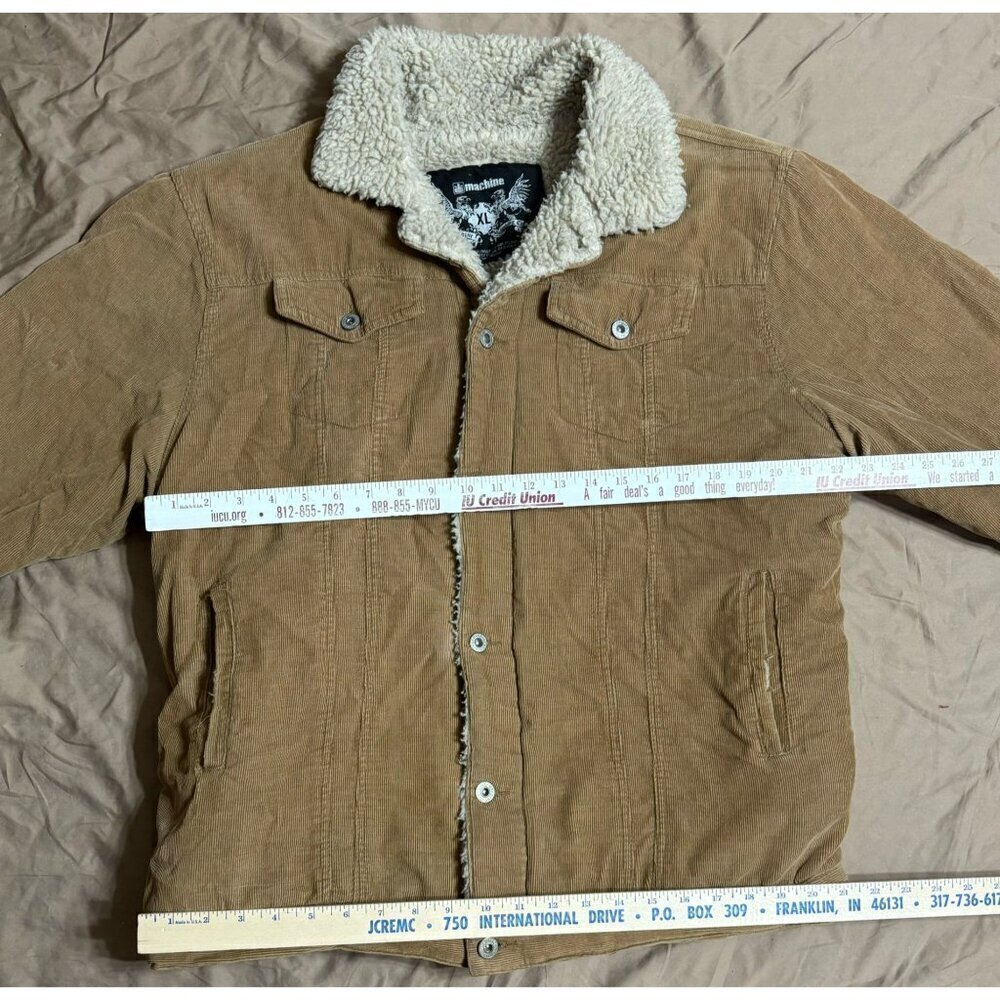 Machine Men's XL Trucker Corduroy Sherpa-Lined Jacket Coat Button Flap Pockets - Picture 3 of 12